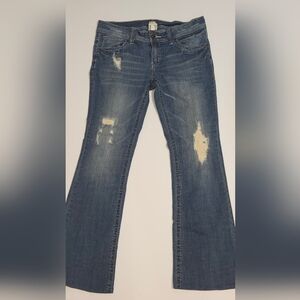 Y2K Style H2J Distressed Flare Jeans in Classic Blue